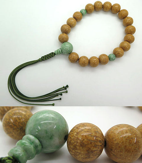Men's prayer beads, made from Indian Bodhi tree, 18 beads, Doksan beads