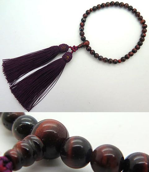 Women's Buddhist Prayer Beads, Red Tiger Eye Stone, 7mm Beads, Unisex