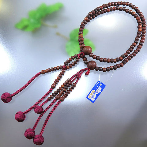 Women's prayer beads, rosewood, plain cut, 8 inches, Hokke, made to order, Nichiren sect