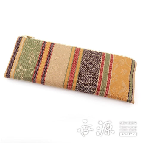 Prayer bead bag, pen case, famous fabric, Yorire, horizontal stripes, flashy, for women