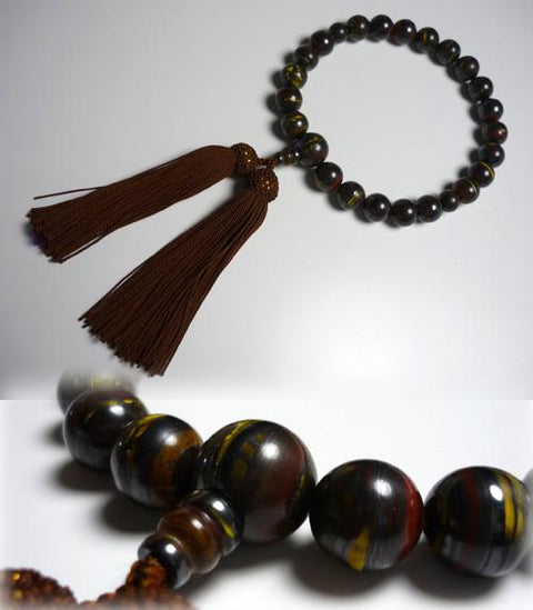 Men's Buddhist rosary, iron tiger eye, 22 beads, made to order