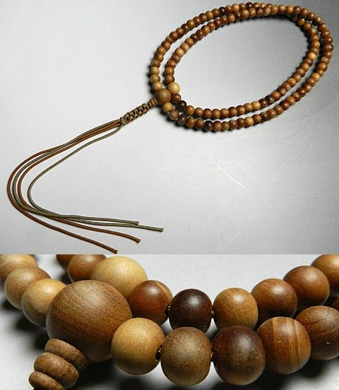 Men's Buddhist rosary, Indonesian sandalwood, made to order, Rinzai sect, 12 shaku