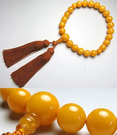 Men's prayer beads, made of the highest quality aged amber and wax amber, 22 beads, made by Kinsabo