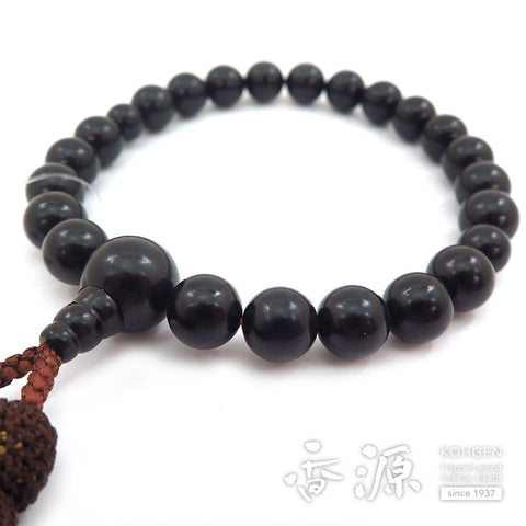 Men's prayer beads, Jet, 22 beads, one-handed, Koge Sabo, limited edition