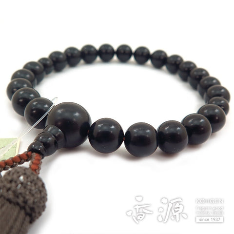 Men's prayer beads, Jet, 22 beads, one-handed, Nezu Sabo, limited edition