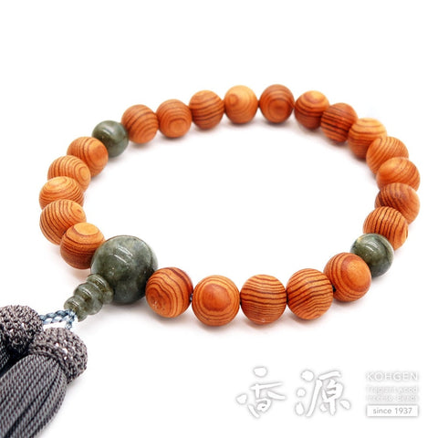 Men's prayer beads, Yakusugi, 22 beads, Labradorite, with tassel
