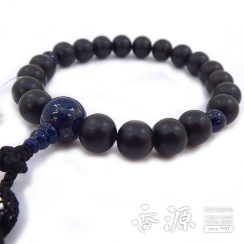 Men's prayer beads, glossy ebony, 20 beads, one-handed, lapis lazuli finish, firefly tassel, limited edition