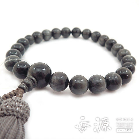 Men's prayer beads, grey cat's eye, 22 beads, made to order, Nezu Sabo A, limited edition