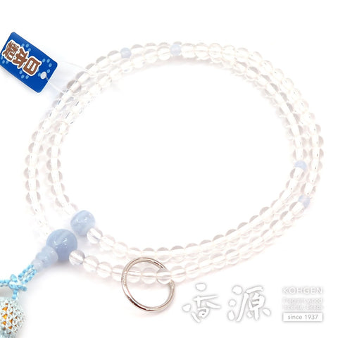 Women's prayer beads, crystal, 8 inches, Soto sect, chalcedony finish, limited edition