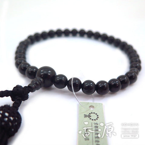 Women's prayer beads, black Burmese jade, 8mm beads, black tassel, limited edition