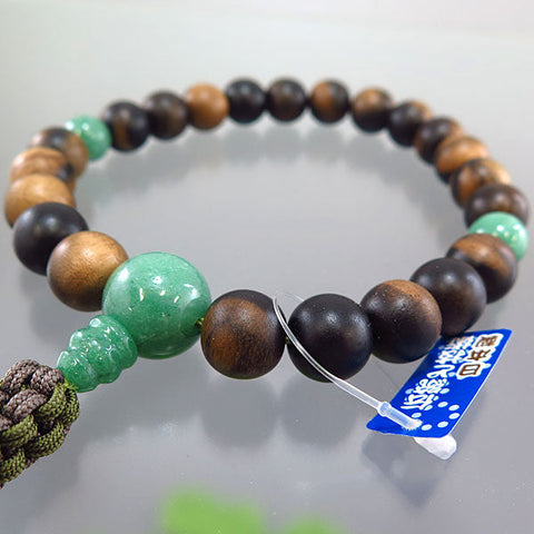 Men's prayer beads, black persimmon, 22 beads, made from the finest Indian jade, with string tassels