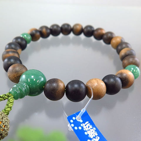 Men's prayer beads, black persimmon, 22 beads, made from the finest Indian jade, with tassels