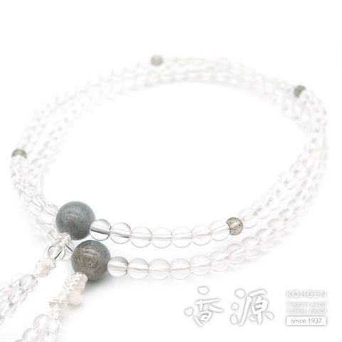 Women's prayer beads, crystal, labradorite, double layer, for all eight sects