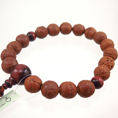 Men's Buddhist rosary, Buddha's eye Bodhi tree, 18 beads, red tiger's eye stone, limited edition