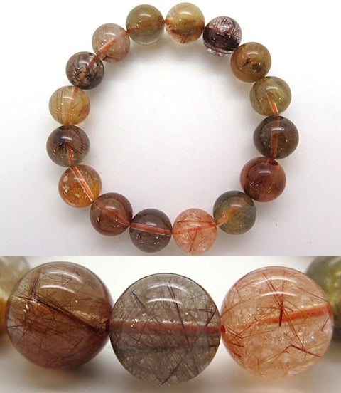 Mixed rutilated bracelet 14mm straight