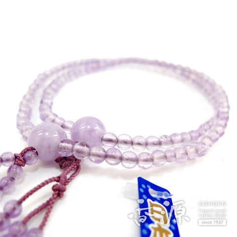 Women's prayer beads, lavender amethyst, 8-size flower, Nichiren sect, made to order