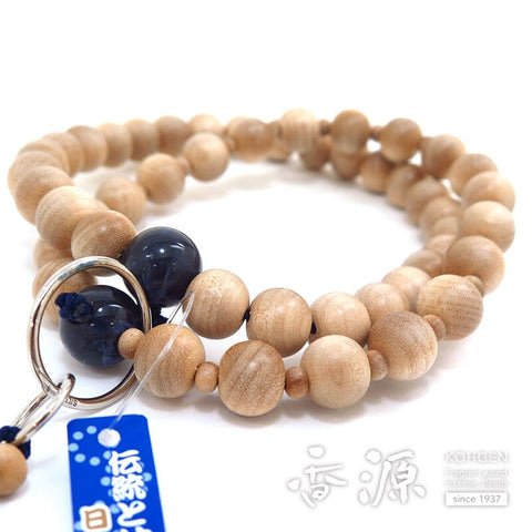 Men's prayer beads, Japanese cherry blossom, Sanman Jodo, sodalite finish, Jodo sect