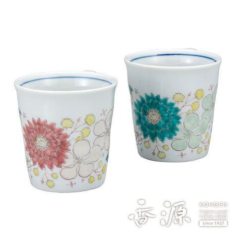 Kutani ware pair mug