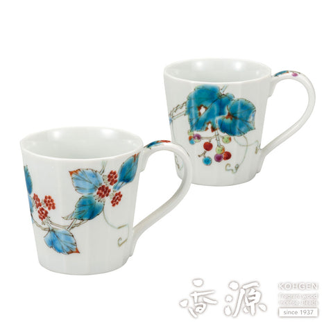 Kutani ware pair mug