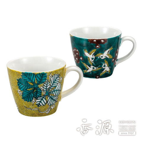Kutani ware pair mug