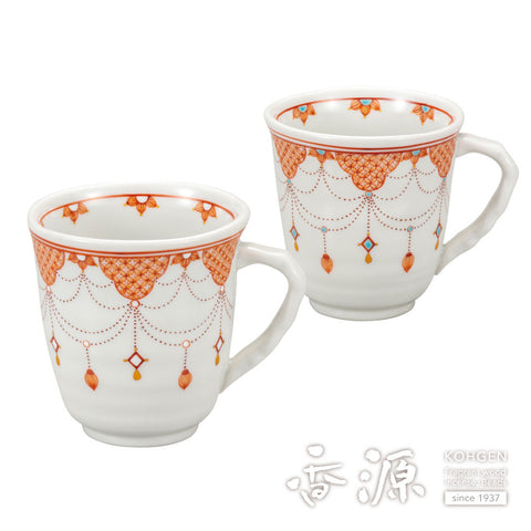 Kutani ware pair mug