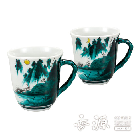 Kutani ware pair mug