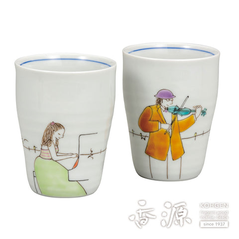 Kutani ware pair free cup