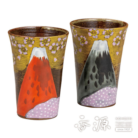 Kutani ware pair free cup