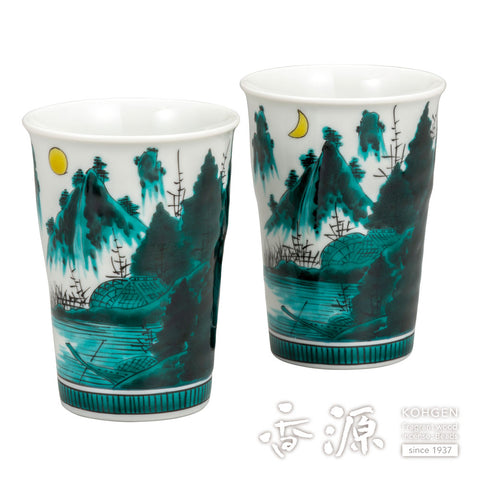 Kutani ware pair free cup