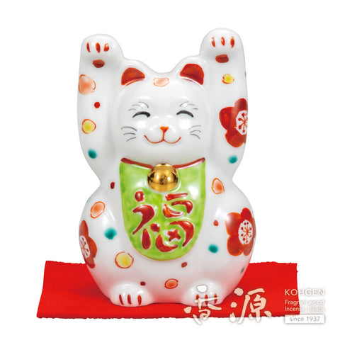 Kutani ware beckoning cat with both hands