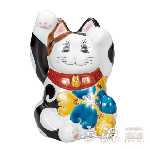 Kutani ware beckoning cat with both hands