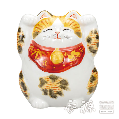 Kutani ware beckoning cat with both hands