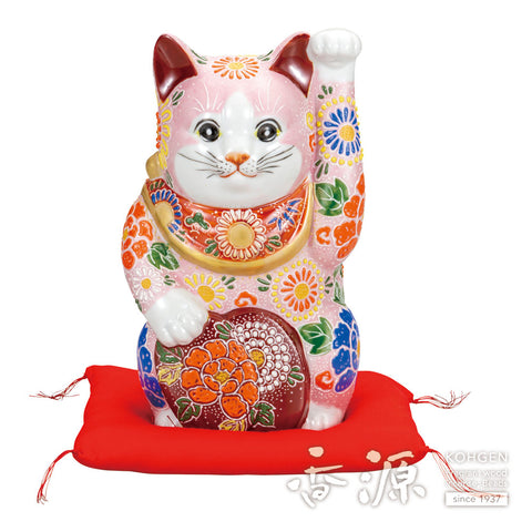 Kutani ware oval beckoning cat