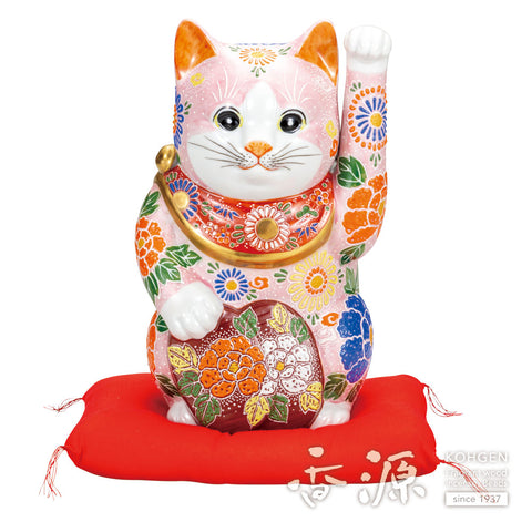 Kutani ware oval beckoning cat