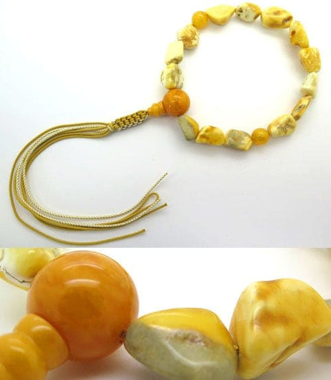Rosary for men, aged amber, untreated raw stone, limited edition, baroque style