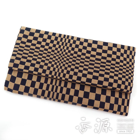 Prayer bead bag, folded in two, famous cloth, checkered pattern, navy blue