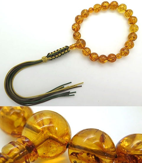 Men's prayer beads with glitter, natural amber, 18 beads, custom made, limited edition, free shipping