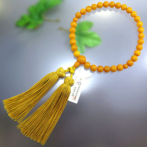 Women's prayer beads, aged amber, 8.5mm beads, matching style, flower-stitched tassel, limited edition