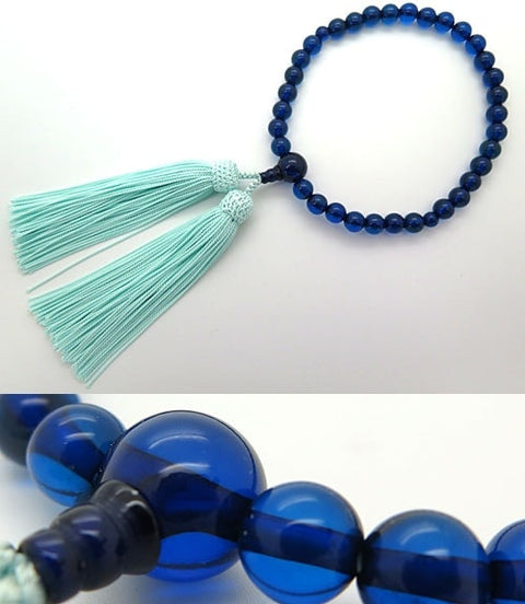 Women's rosary, sapphire amber, 8mm beads, limited edition