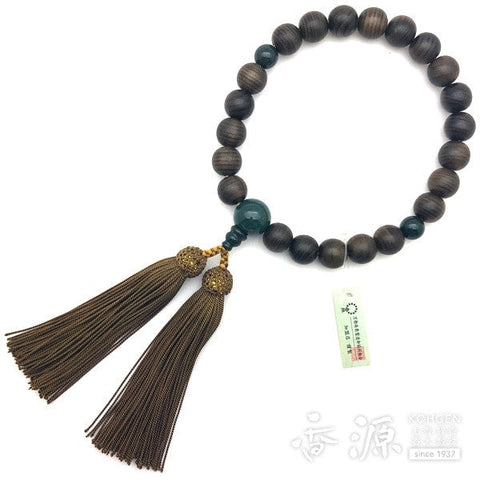Men's prayer beads, Jindai cedar, 22 beads, bloodstone finish [Limited edition]