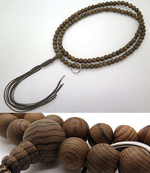 Men's Buddhist rosary, made of Jindai cedar, Soto sect, 130cm x 160cm, made to order