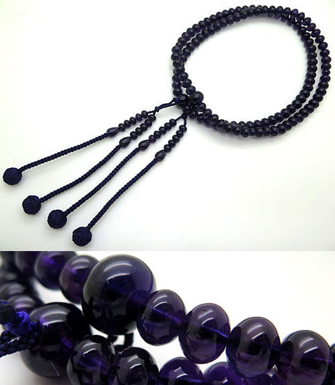 Men's Prayer Beads, Amethyst, Orange Beads, 13cm, Shingon Buddhism, Made to Order