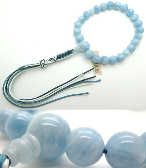 Men's prayer beads, aquamarine, 22 beads, made to order