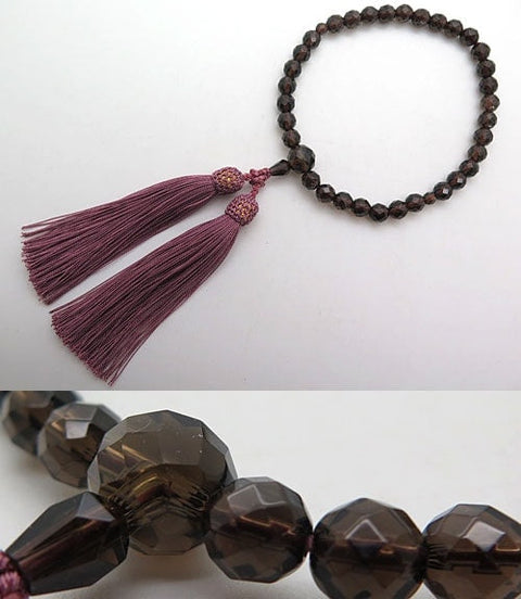 Women's Buddhist rosary, brown crystal, cut glass, made to order