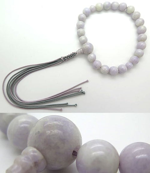 Men's rosary, lavender Burmese jade, 22 beads, matching tailoring, string tassel, limited edition
