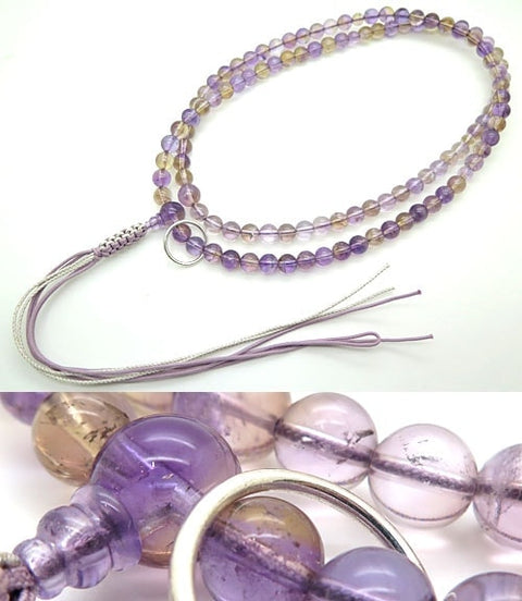 Men's prayer beads, ametrine, Soto sect, 13.5cm, silver ring, limited edition