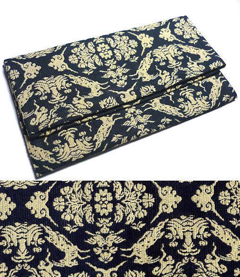 Prayer bead bag, famous cloth, goat pattern, navy blue