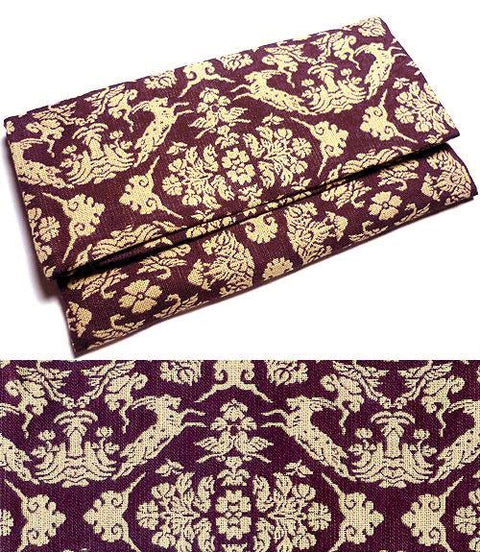 Prayer bead bag, famous cloth, goat pattern, purple