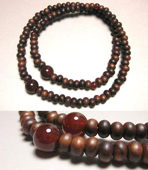 Rosewood plain cut 108 jade bracelet with agate finish