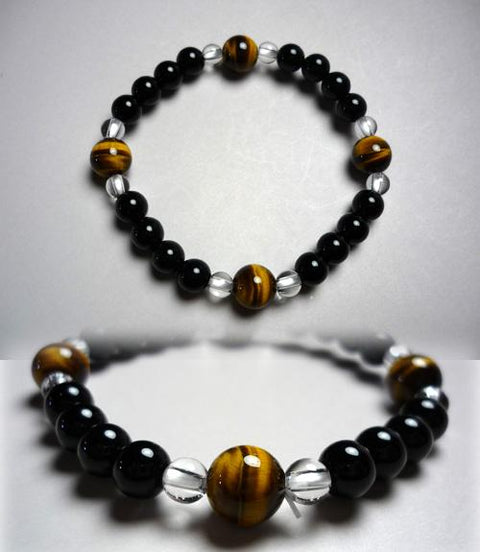 Black Onyx Formal Bracelet with Tiger's Eye Stone